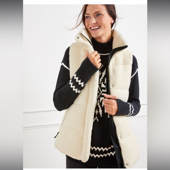 Talbots QUILTED SHERPA PUFFER VEST - Picture 1 of 8